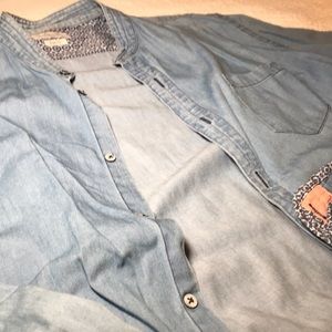 Zara Mens Slim Fit Jean Denim Long Sleeve Shirt